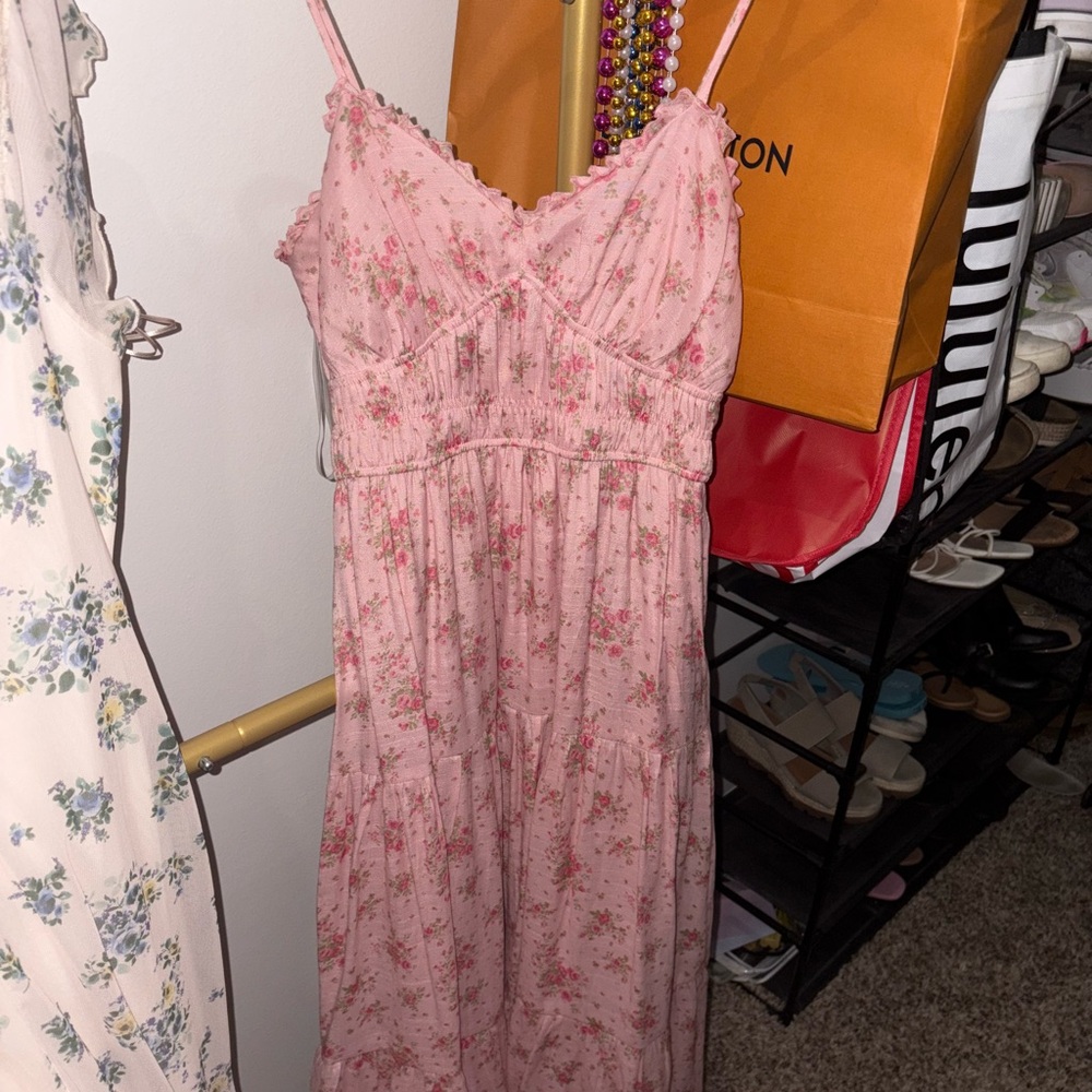 Trixxi Pink Floral Dress with Spaghetti Straps